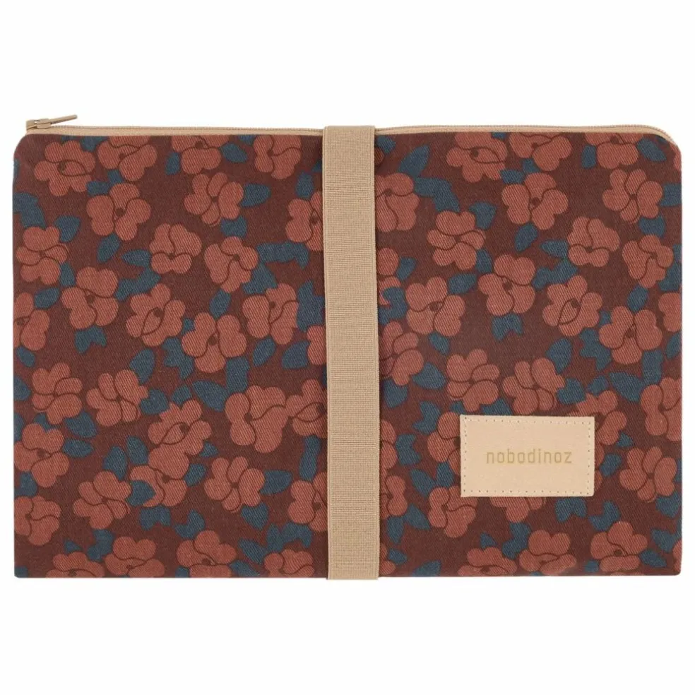 Matelas à langer de voyage Hyde Park Maroon Poppies | Brique