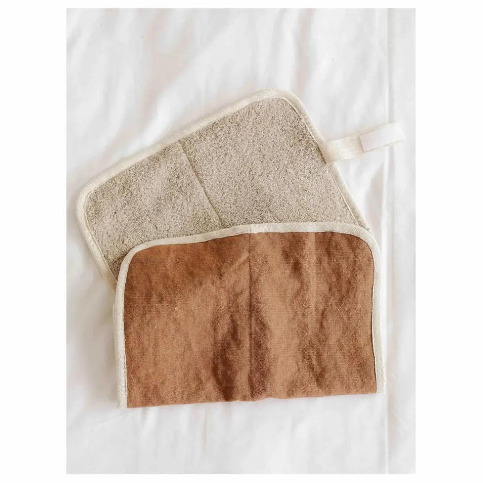 Matelas à langer de voyage en lin | Terracotta