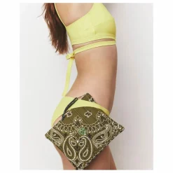 Mini Pochette Zippée Matelassée Trefle | Bronze