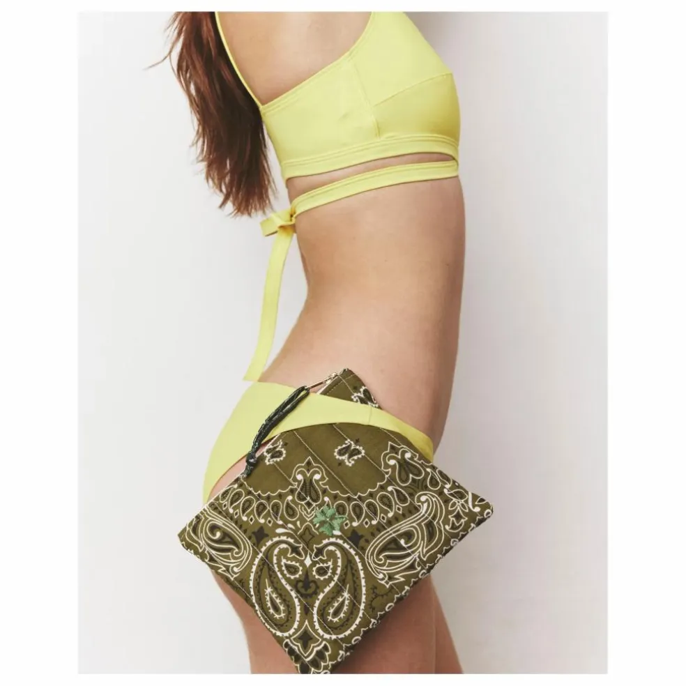 Mini Pochette Zippée Matelassée Trefle | Bronze