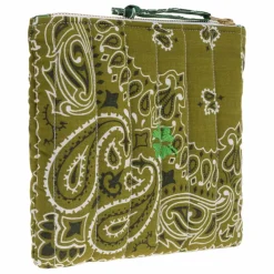 Mini Pochette Zippée Matelassée Trefle | Bronze