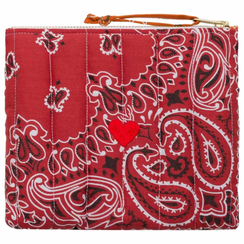 Mini Pochette Zippée Matelassée Coeur | Rouge