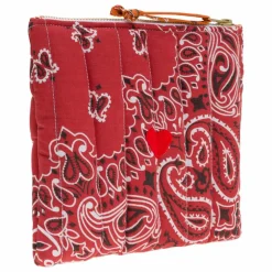 Mini Pochette Zippée Matelassée Coeur | Rouge
