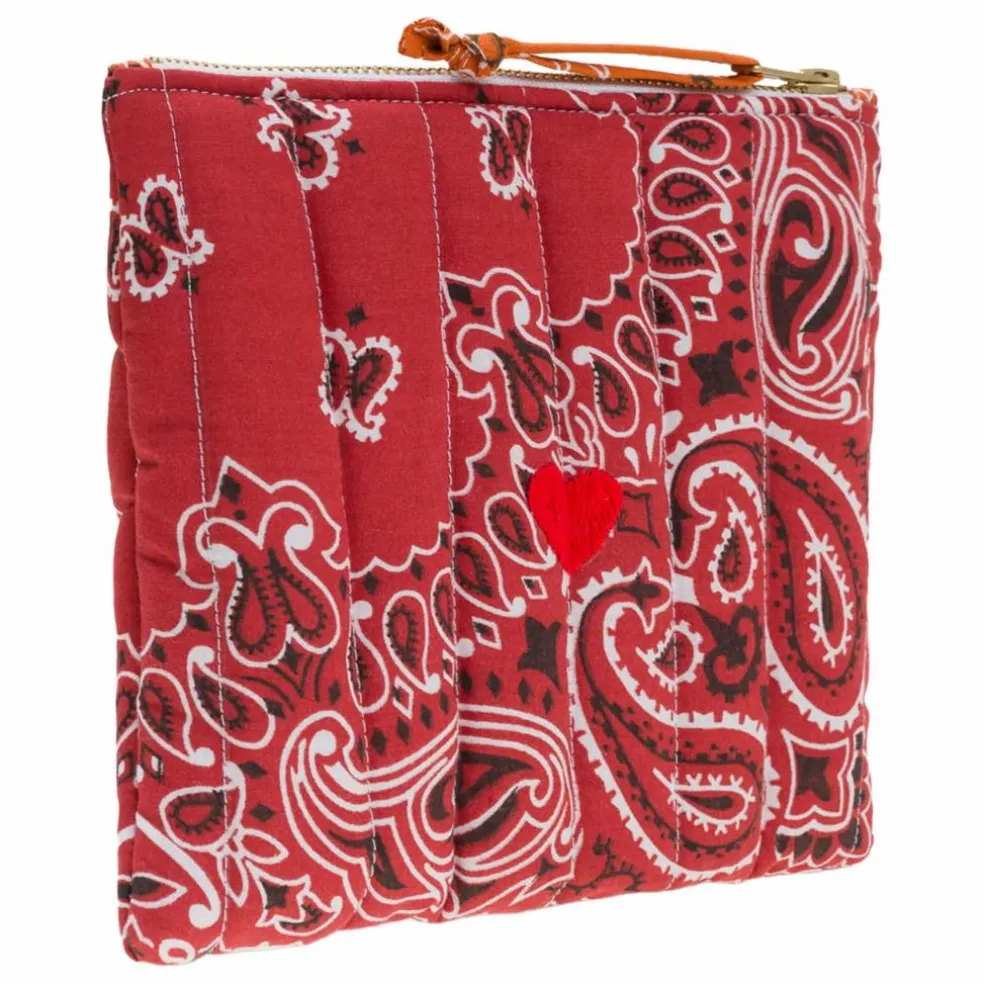Mini Pochette Zippée Matelassée Coeur | Rouge