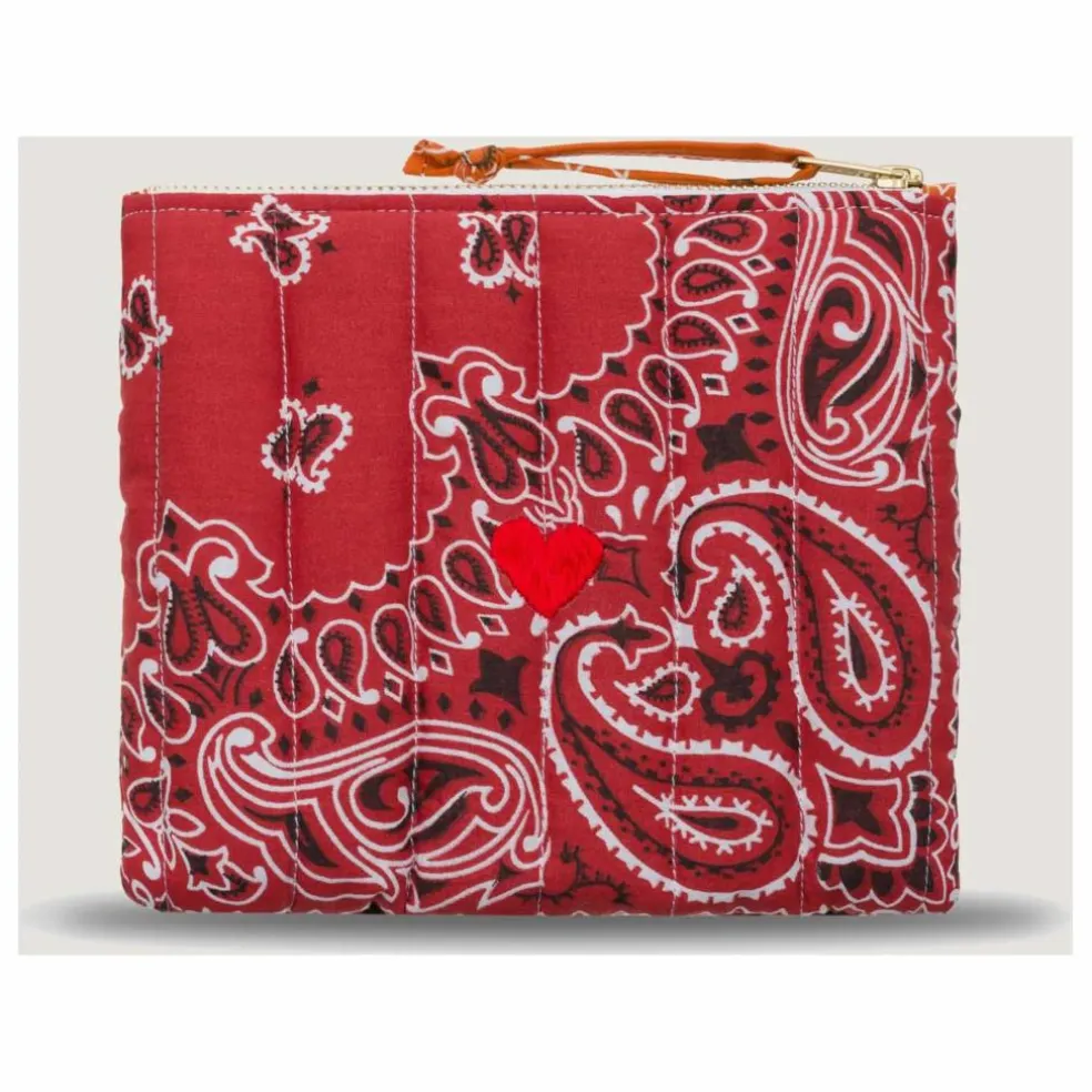 Mini Pochette Zippée Matelassée Coeur | Rouge
