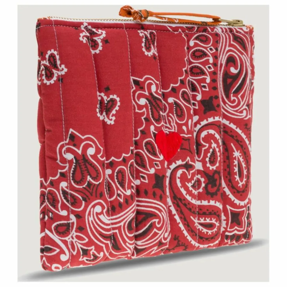 Mini Pochette Zippée Matelassée Coeur | Rouge