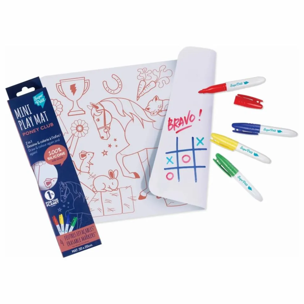 Mini set de table à colorier Poney avec 4 feutres