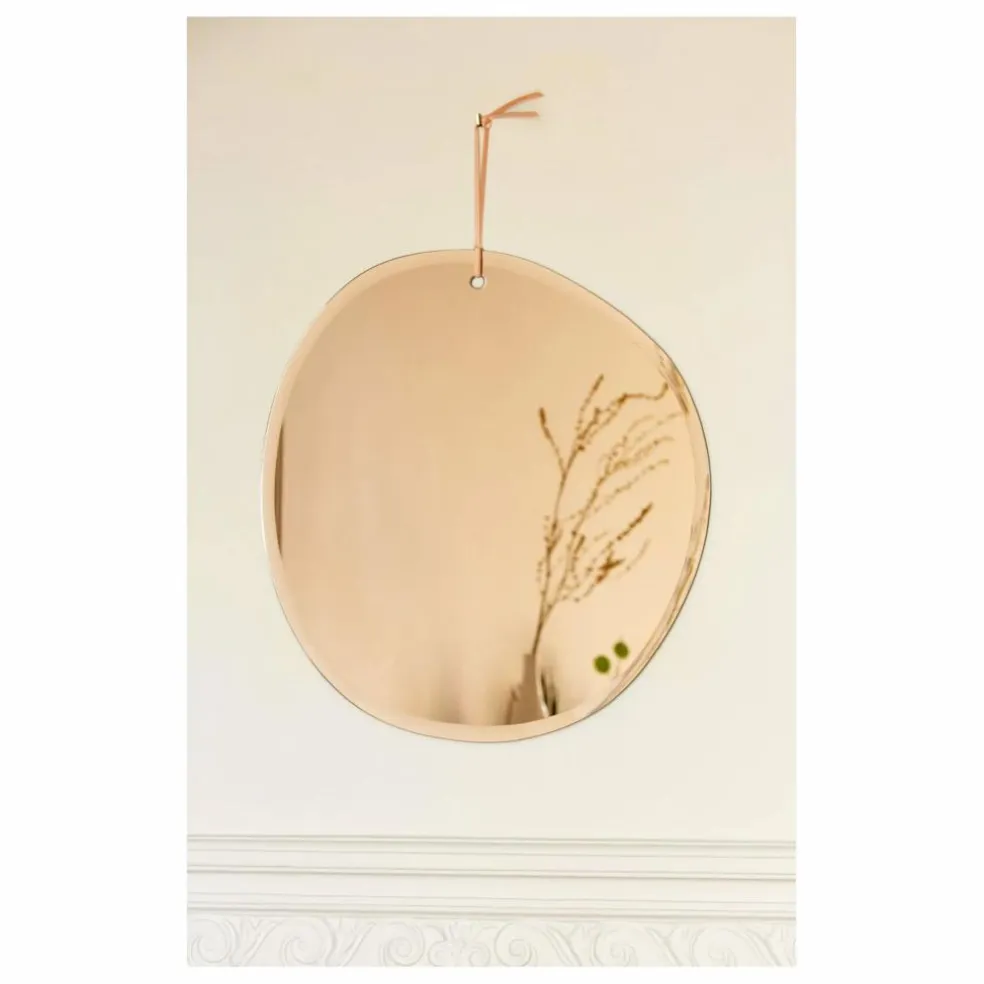 Miroir extra plat biseauté-forme aléatoire rond 47x50 cm