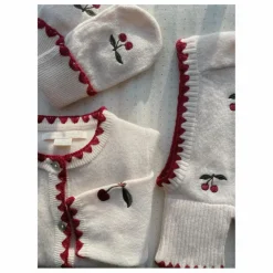 Mitaines Collette Cerises Laine | Ecru