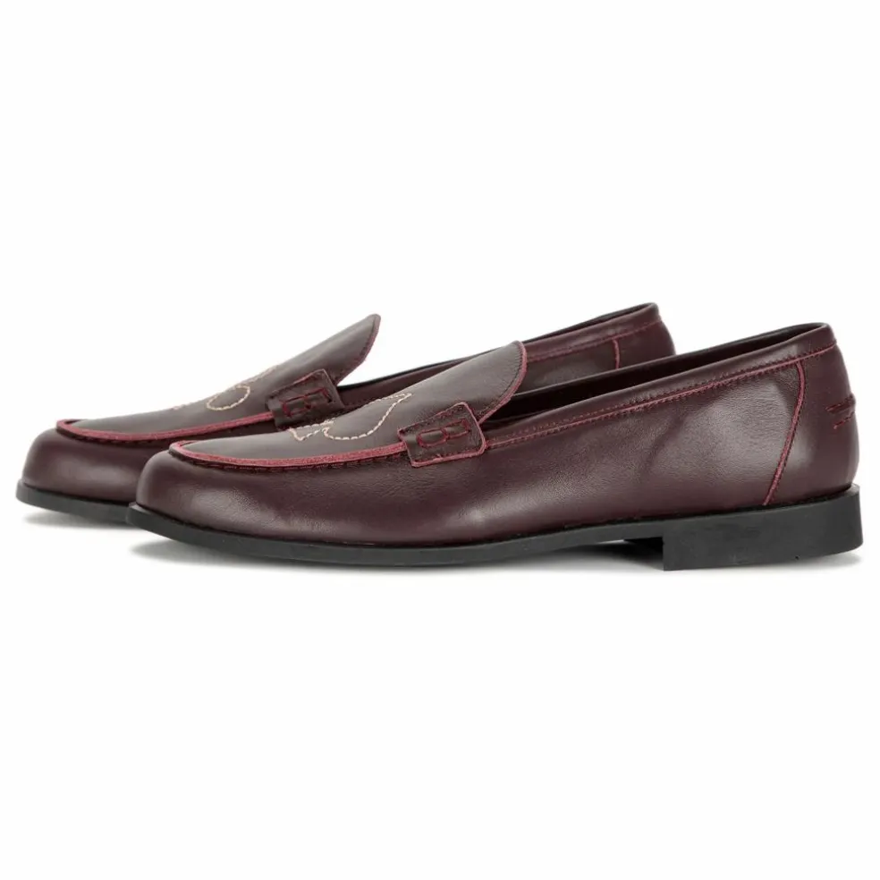 Mocassins Brodés Cuir - Collection Femme | Marron