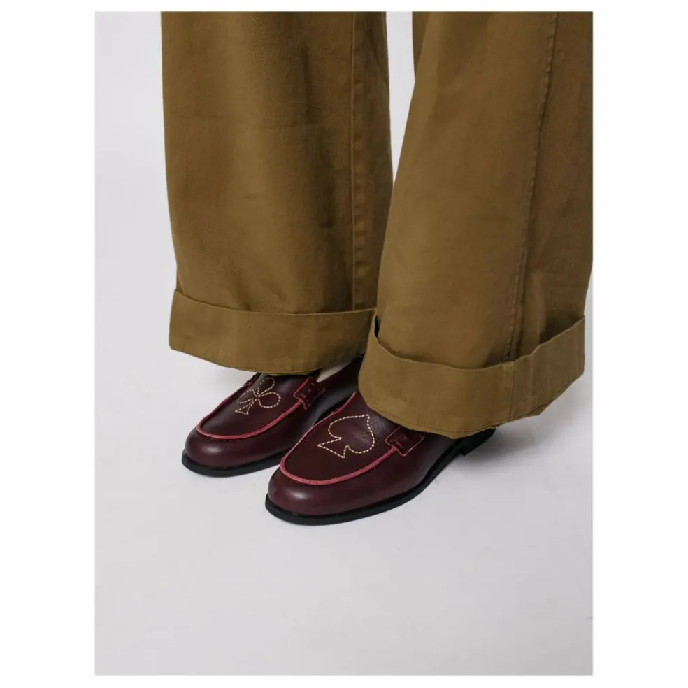 Mocassins Brodés Cuir - Collection Femme | Marron