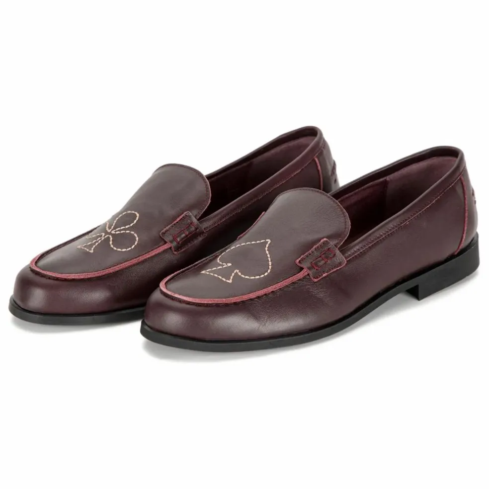 Mocassins Brodés Cuir - Collection Femme | Marron