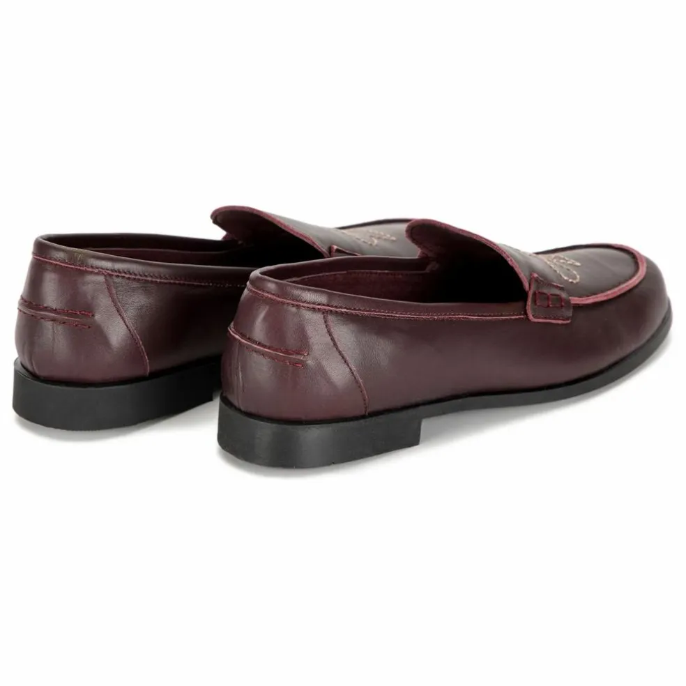 Mocassins Brodés Cuir - Collection Femme | Marron