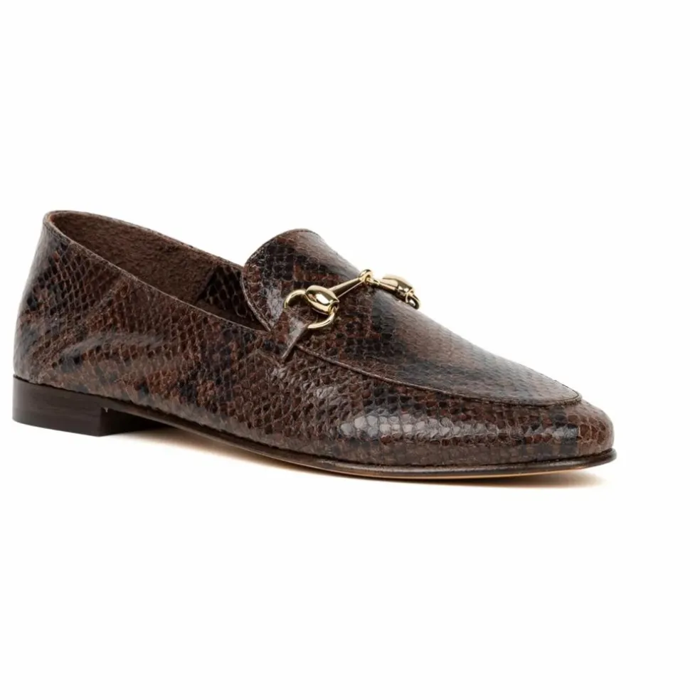 Mocassins Jill Cuir Embossé Serpent | Brun