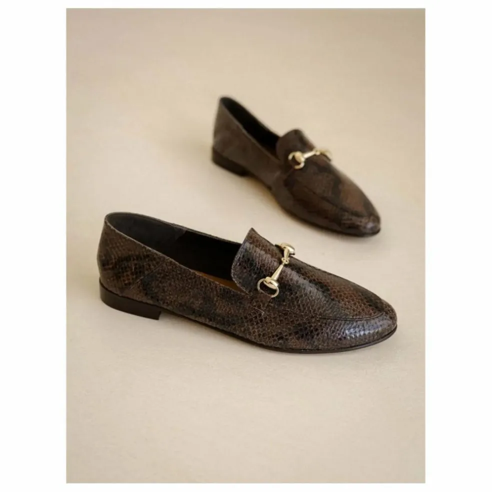 Mocassins Jill Cuir Embossé Serpent | Brun
