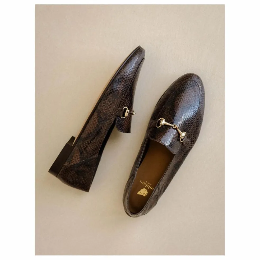 Mocassins Jill Cuir Embossé Serpent | Brun