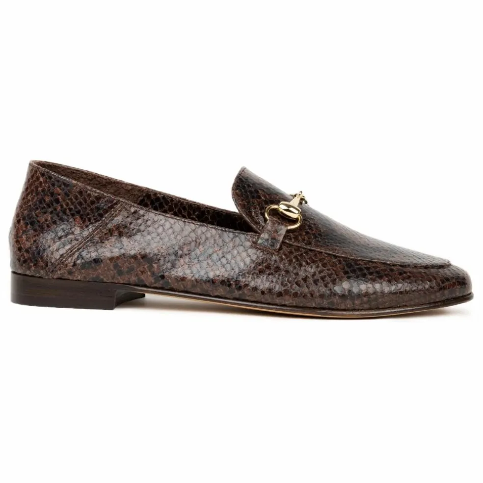 Mocassins Jill Cuir Embossé Serpent | Brun