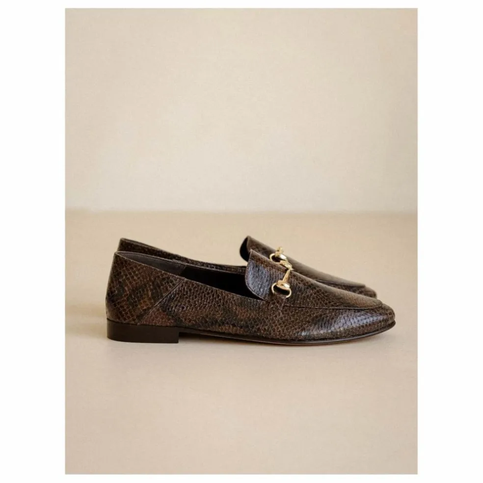 Mocassins Jill Cuir Embossé Serpent | Brun
