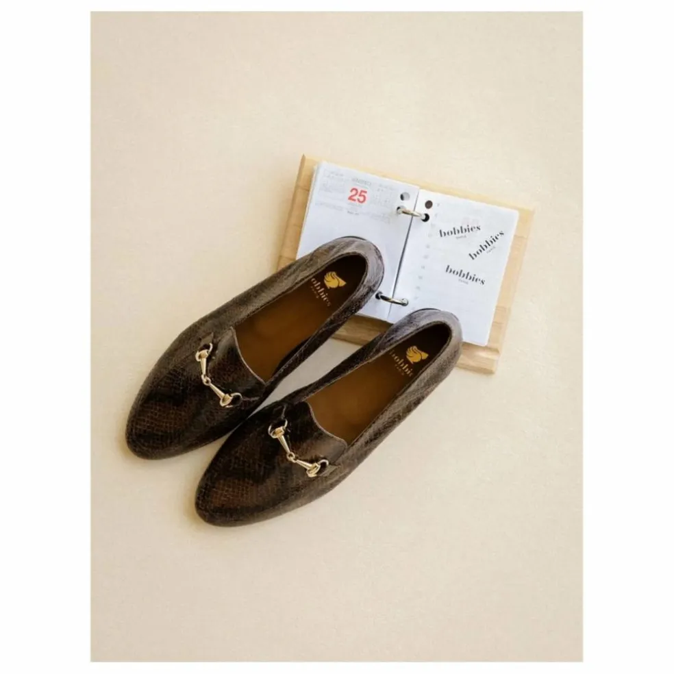 Mocassins Jill Cuir Embossé Serpent | Brun