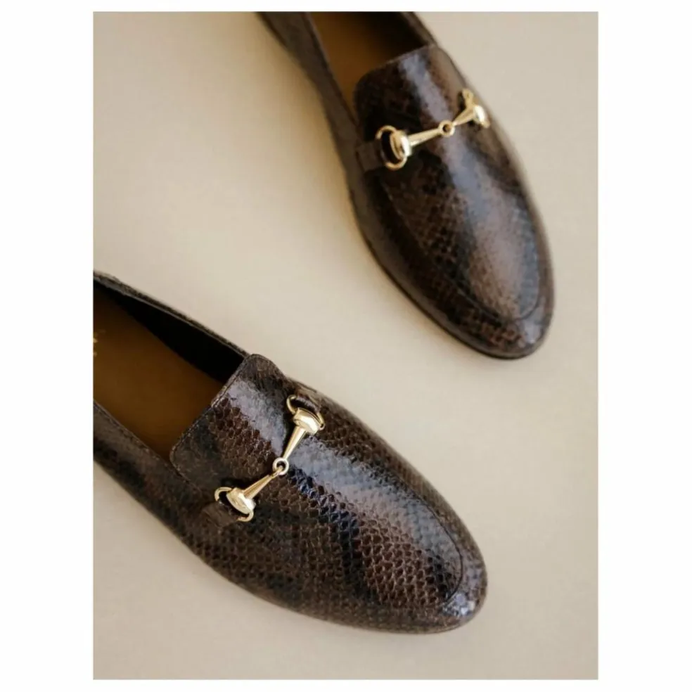 Mocassins Jill Cuir Embossé Serpent | Brun