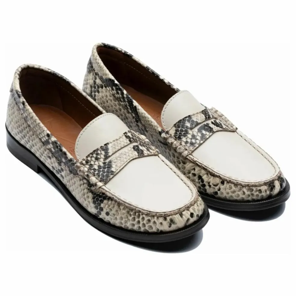 Mocassins Penny Python | Blanc cassé