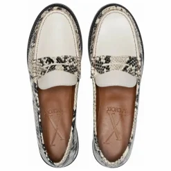 Mocassins Penny Python | Blanc cassé