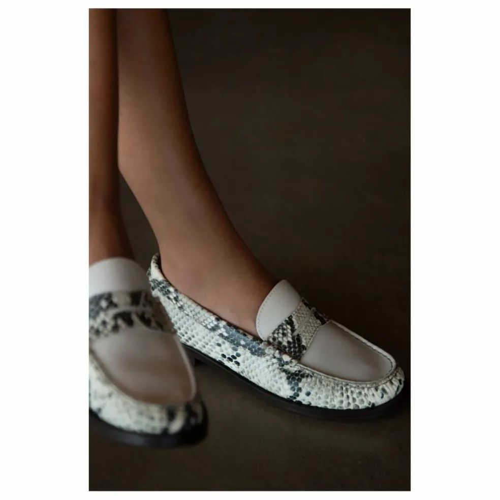 Mocassins Penny Python | Blanc cassé