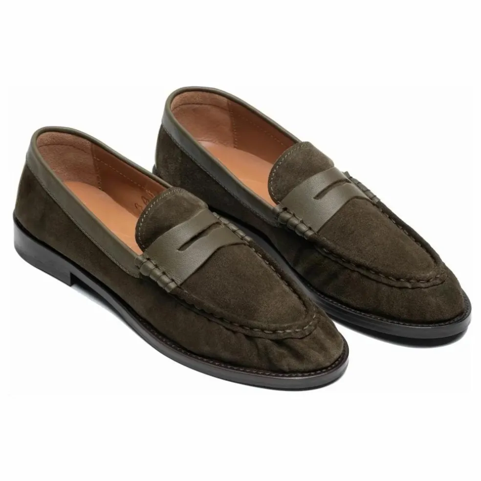Mocassins Penny Suède | Vert kaki