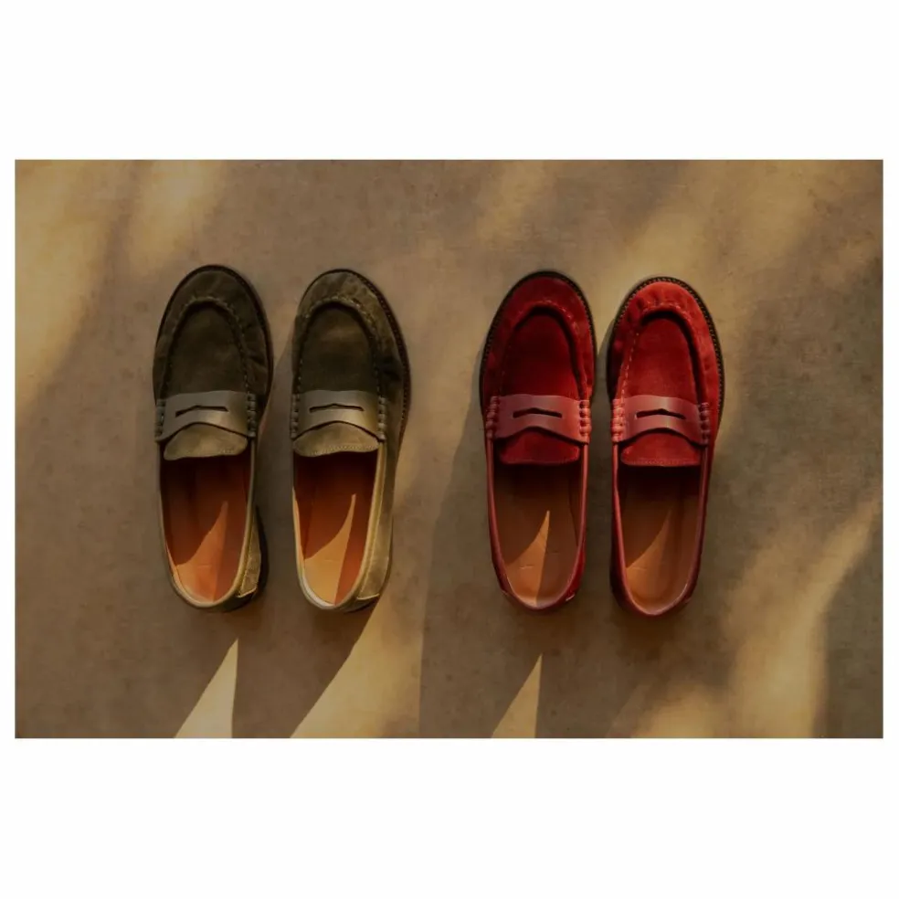 Mocassins Penny Suède | Vert kaki