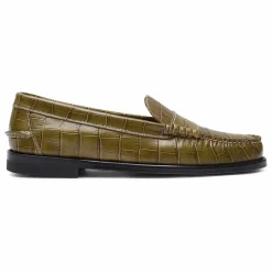 Mocassins Zoe Effet Crocodile | Vert olive