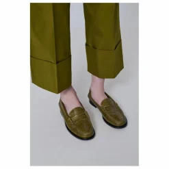 Mocassins Zoe Effet Crocodile | Vert olive