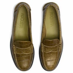 Mocassins Zoe Effet Crocodile | Vert olive