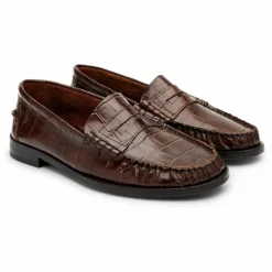 Mocassins Zoe Effet Crocodile | Chocolat