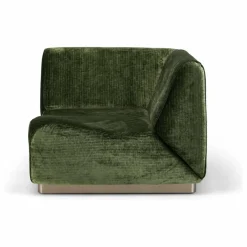 Module d'angle Rotondo en velours côtelé brillant | Vert olive