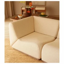 Module d'angle Rotondo en tissu tramé | Crème