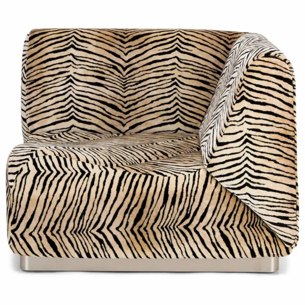 Module d'angle Rotondo en velours | Tigre