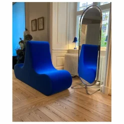 Module double lounge Welle en velours | Bleu