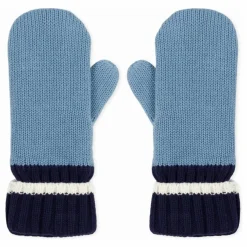 Moufles Maille Côtelée | Bleu