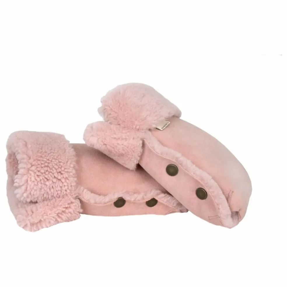 Moufles pour poussette en peau d'agneau | Rose