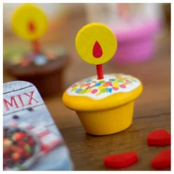 Muffins en bois avec bougies - Set de 3