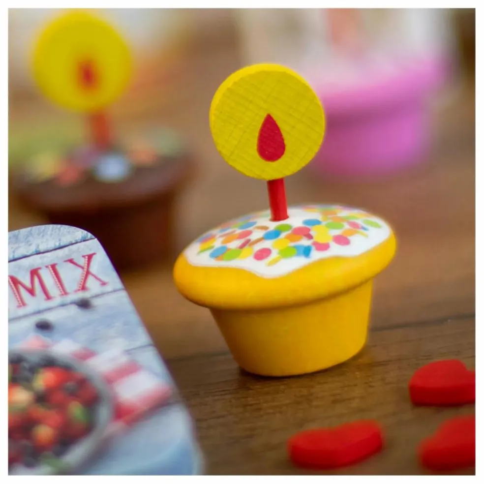 Muffins en bois avec bougies - Set de 3