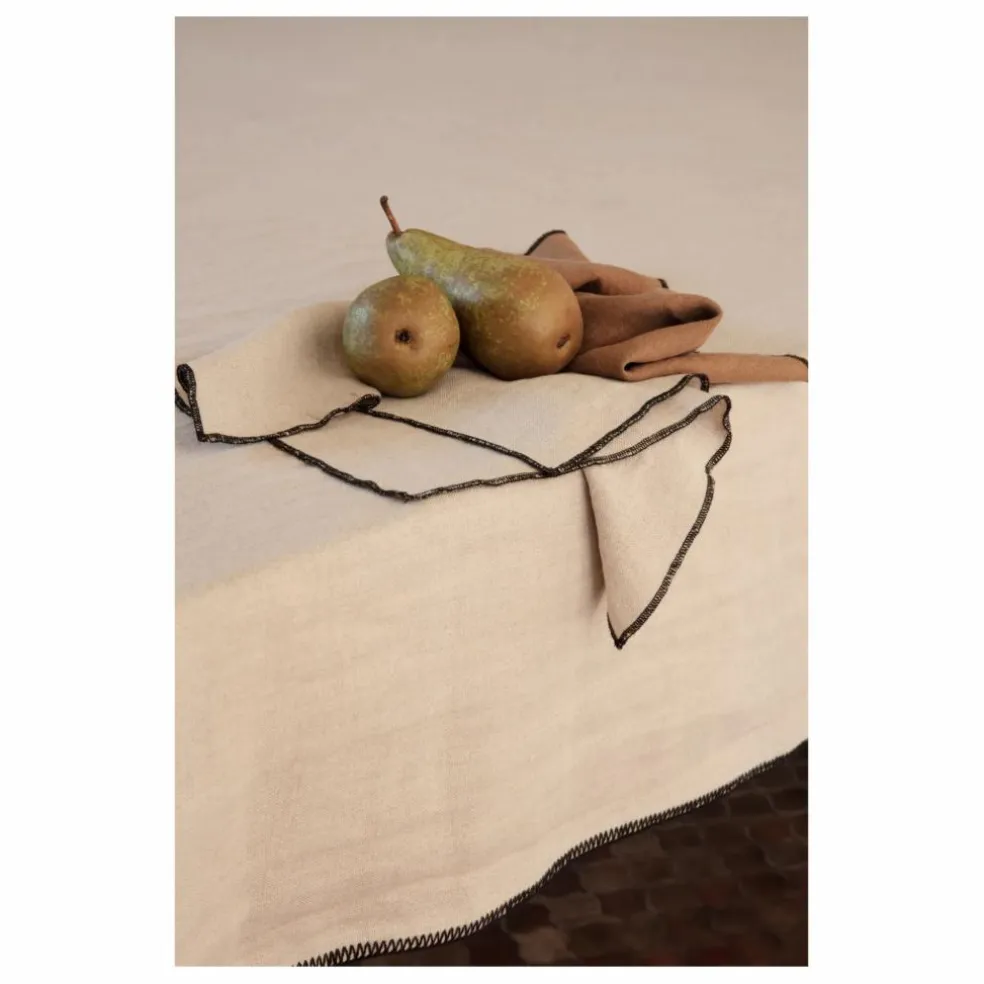 Nappe en Lin lavé-surfilée | Blanc cassé