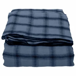 Nappe Highlands à carreaux en lin lavé | Bleu nuit