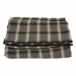 Nappe Highlands à carreaux en lin lavé | Gris foncé