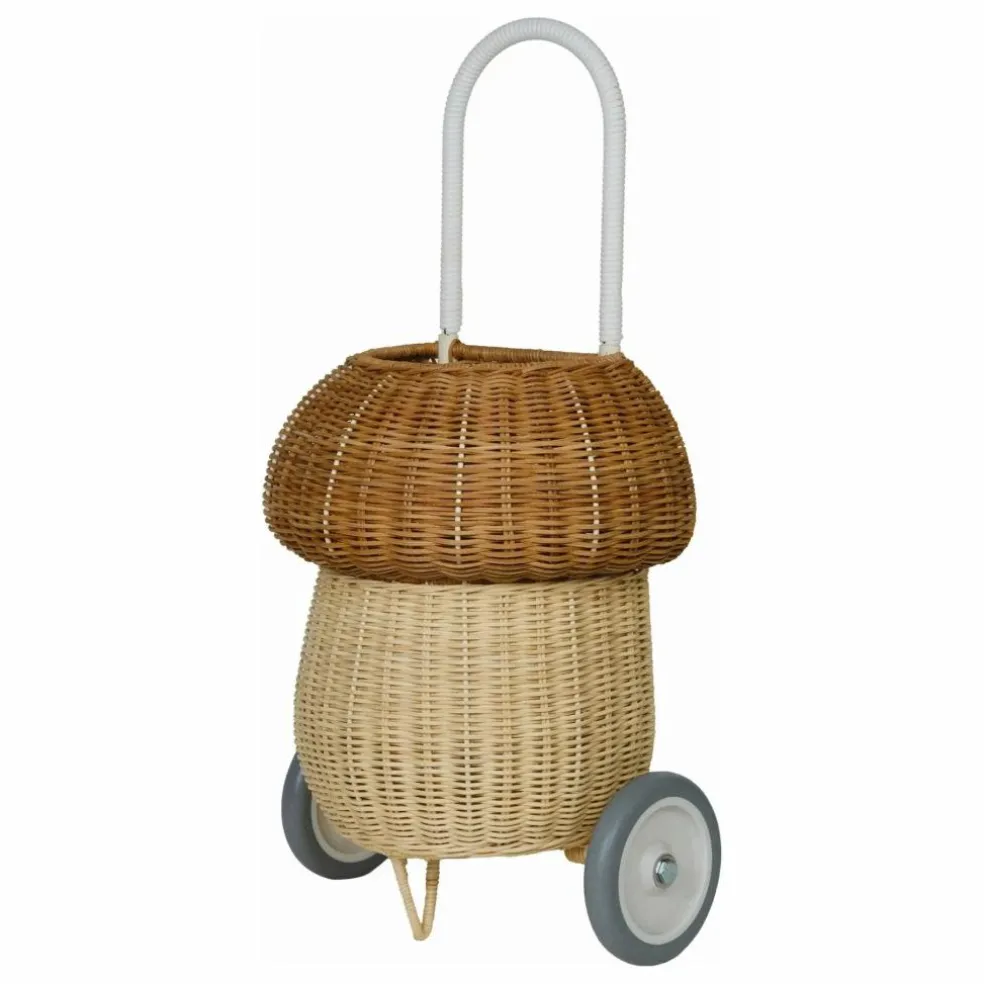 Panier à roulettes en rotin Champignon