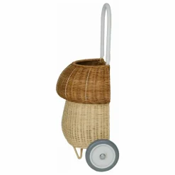Panier à roulettes en rotin Champignon