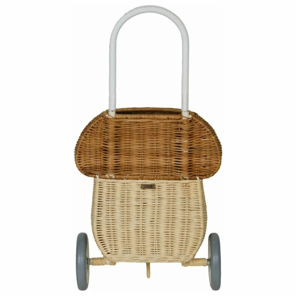 Panier à roulettes en rotin Champignon