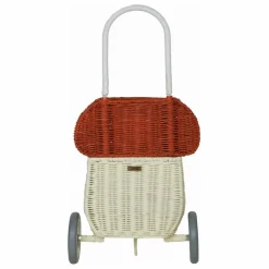 Panier à roulettes en rotin Champignon | Rouge