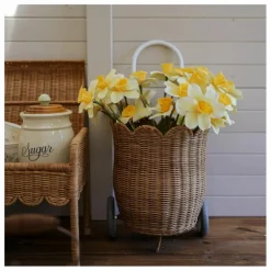 Panier à roulettes en rotin Petal