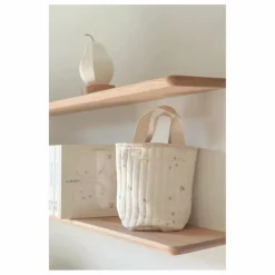 Panier de rangement Daisies en coton bio | Ecru